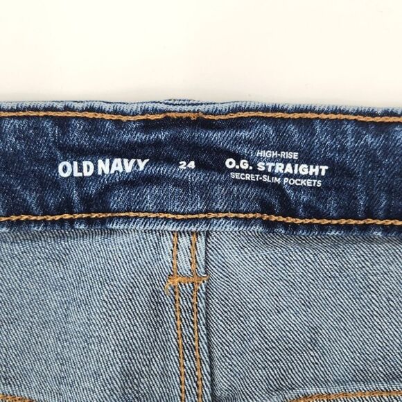 Old Navy Jeans High Rise OG Straight Size 24 Blue Denim Button Fly Western Norm - Picture 4 of 7